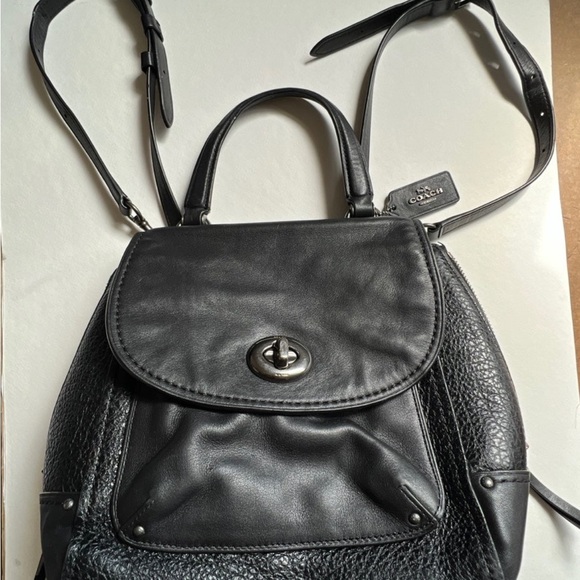 Coach Black Leather Backpack with Adjustable Straps main image 5